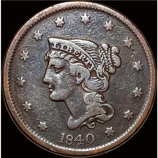 1840 Braided Hair Large Cent LIGHTLY CIRCULATED