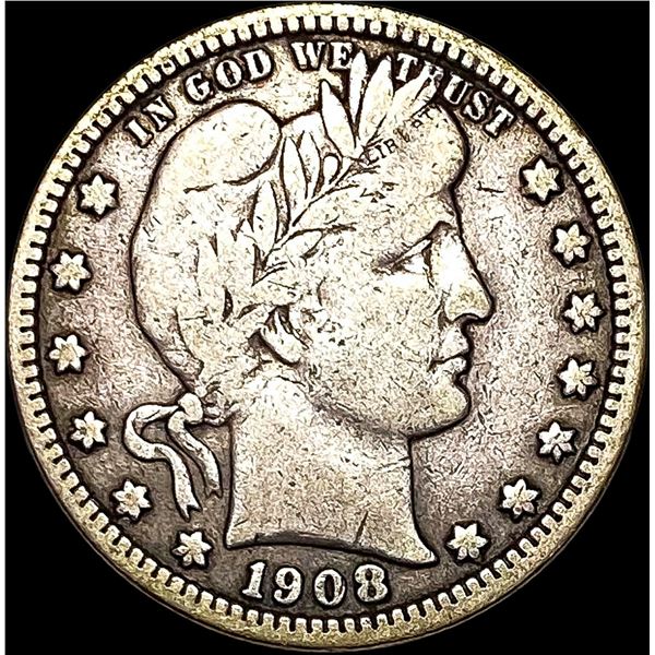 1908-S Silver Barber Quarter LIGHTLY CIRCULATED