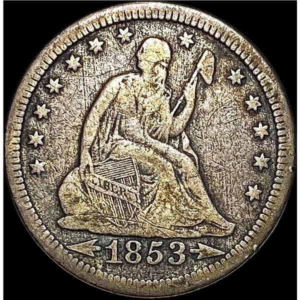 1853 Arrows/Rays Seated Liberty Quarter NICELY CIRCULATED