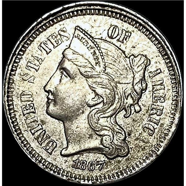 1867 Nickel Three-Cent Piece CLOSELY UNCIRCULATED