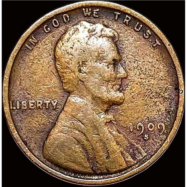1909-S Lincoln Wheat Cent LIGHTLY CIRCULATED