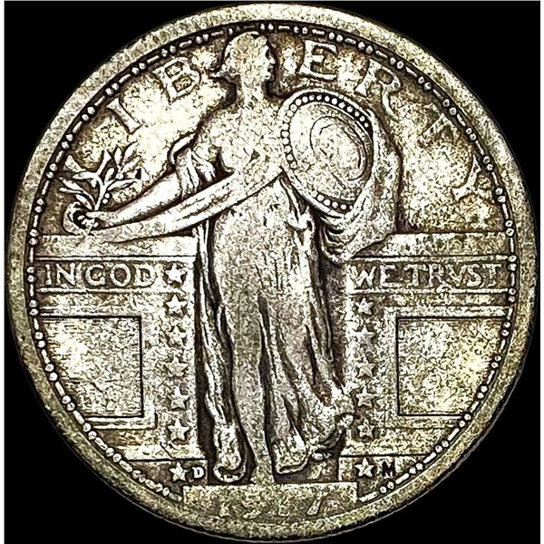 1917-D Type 1 Standing Liberty Quarter NICELY CIRCULATED