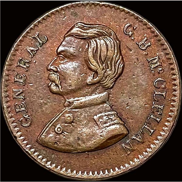 1863 Civil War Token McClellan Copper NEARLY UNCIRCULATED