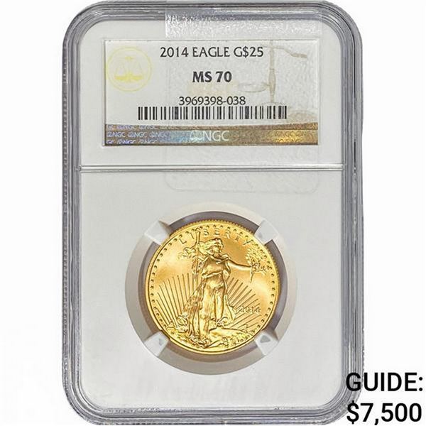 2014 1/2oz $25 Gold Eagle NGC MS70