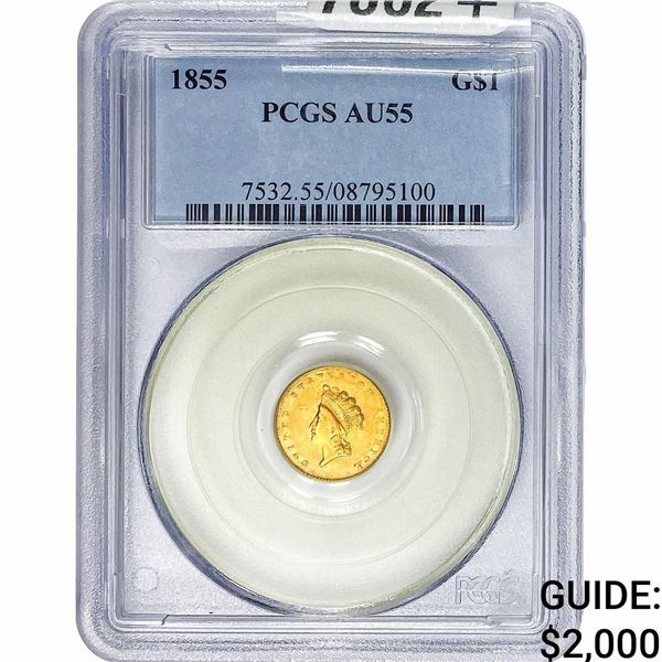 1855 Rare Gold Dollar PCGS AU55