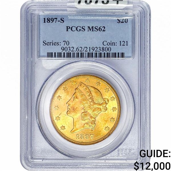1897-S $20 Gold Double Eagle PCGS MS62