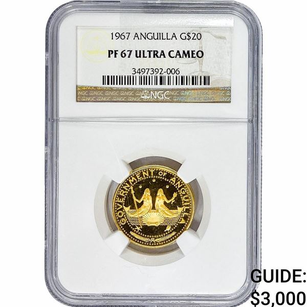 1967 Anguilla .2956oz Gold $20 NGC PF69 UC