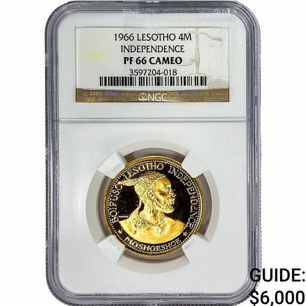 1966 Lesotho .471oz Gold 4 Maloti NGC PF66 CAMEO