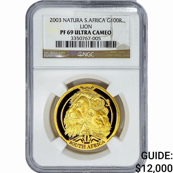 2003 Natura S. Africa 1oz Gold 100 Rand NGC PF69