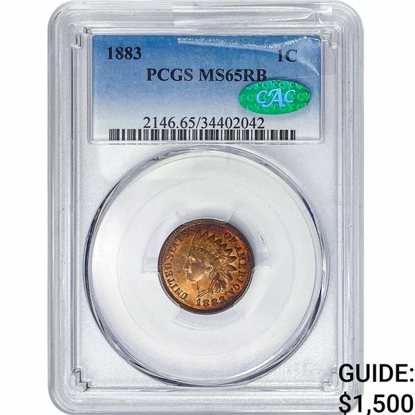 1883 CAC Indian Head Cent PCGS MS65 RB