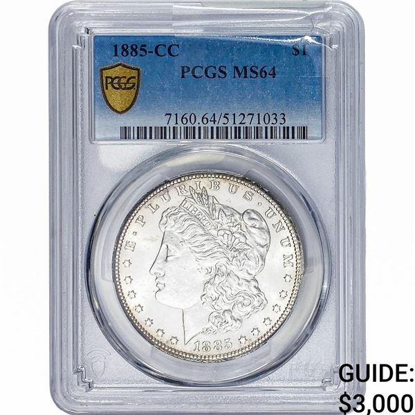1885-CC Morgan Silver Dollar PCGS MS64