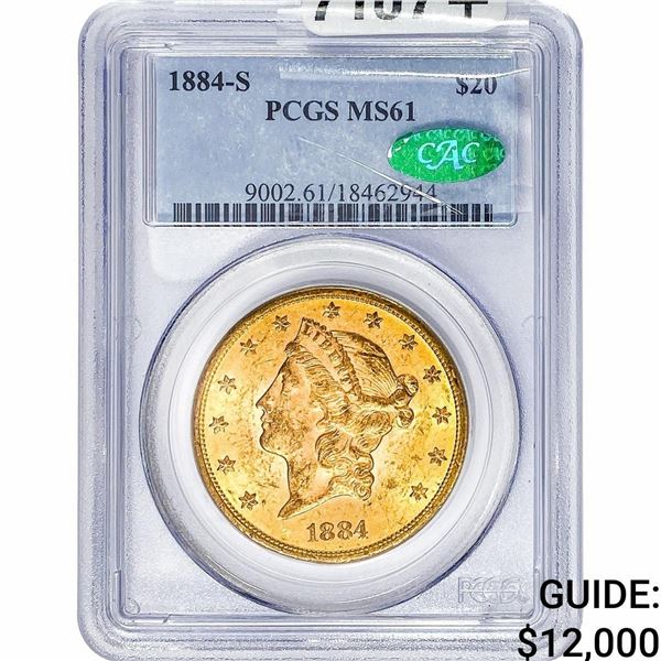1884-S CAC $20 Gold Double Eagle PCGS MS61