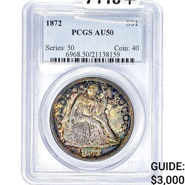 1872 Seated Liberty Dollar PCGS AU50