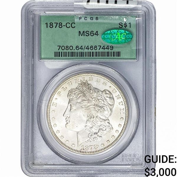 1878-CC CAC Morgan Silver Dollar PCGS MS64