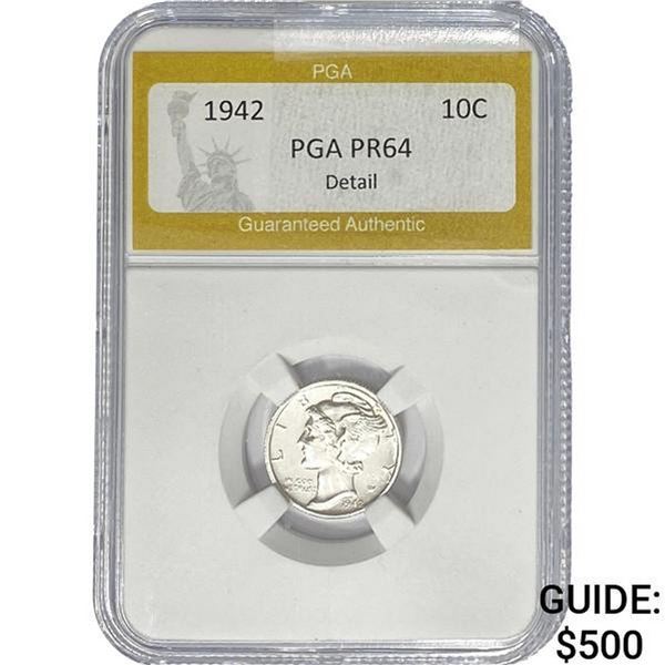 1942 Mercury Silver Dime PGA PR64 DETAIL