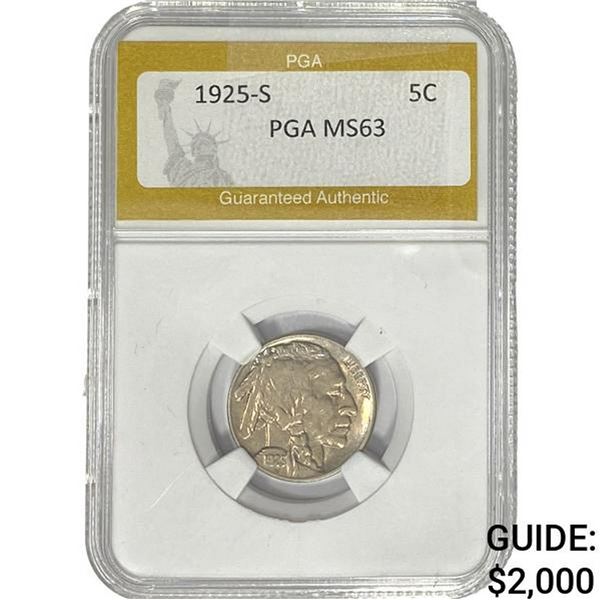 1925-S Buffalo Nickel PGA MS63