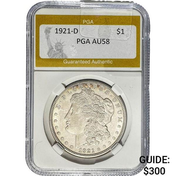 1921-D Morgan Silver Dollar PGA AU58