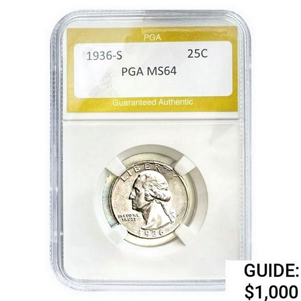 1936-S Washington Quarter PGA  MS64