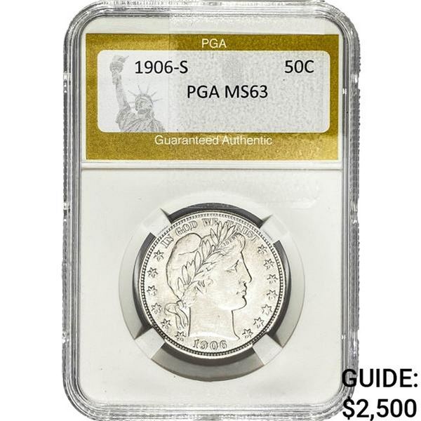 1906-S Barber Half Dollar PGA MS63