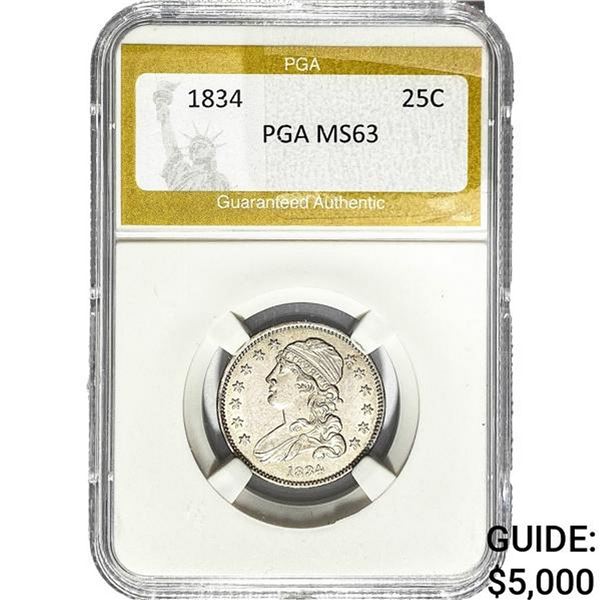 1834 Capped Bust Quarter PGA MS63