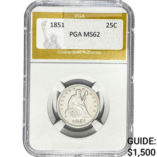 1851 Seated Liberty Quarter PGA MS62