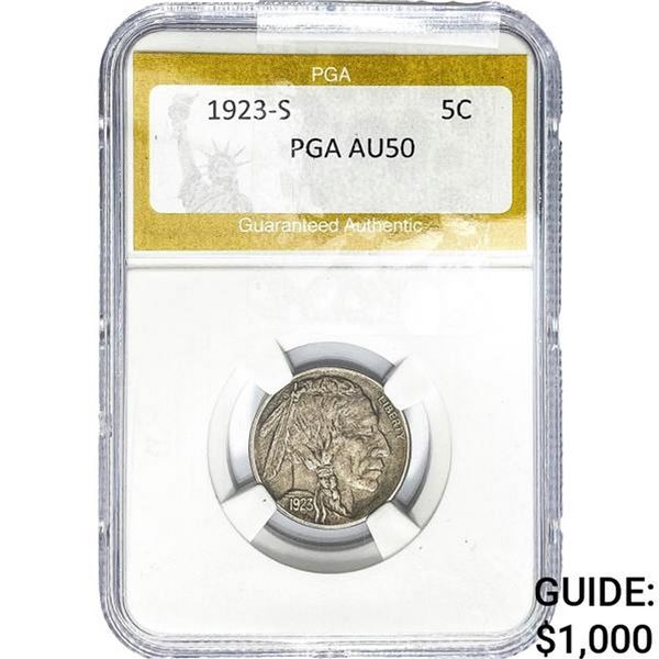 1923-S Buffalo Nickel PGA AU50