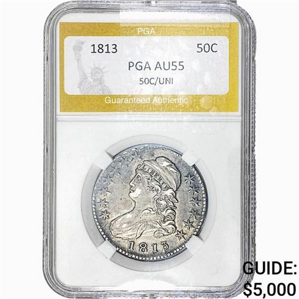 1813 Capped Bust Half Dollar PGA AU55 50C/UNI