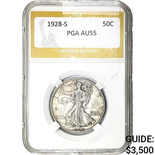 1928-S Walking Liberty Half Dollar PGA AU55