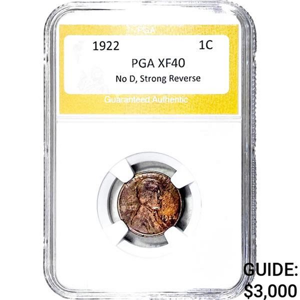 1922 Wheat Cent PGA XF40 No D, Strong Reverse