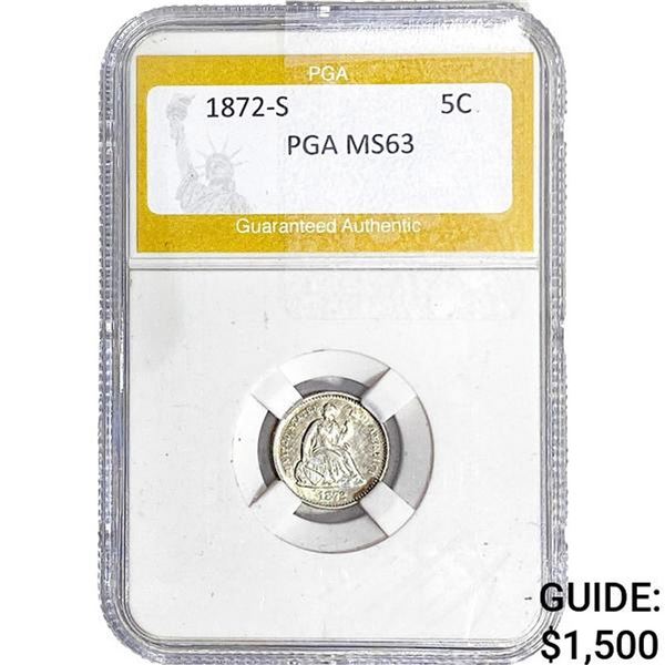 1872-S Seated Liberty Half Dime PGA MS63