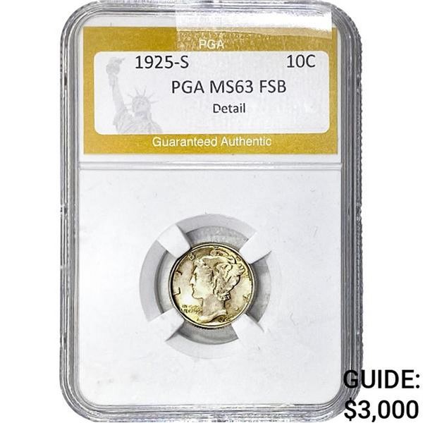 1925-S Mercury Silver Dime PGA MS63 FSB DETAIL