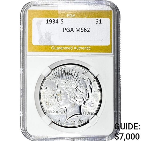 1934-S Silver Peace Dollar PGA MS62