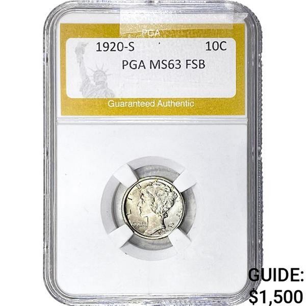 1920-S Mercury Silver Dime PGA MS63 FSB