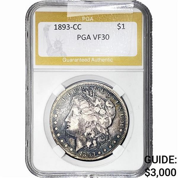 1893-CC Morgan Silver Dollar PGA VF30