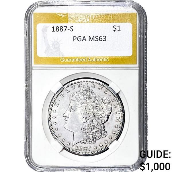 1887-S Morgan Silver Dollar PGA MS63