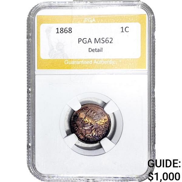 1868 Indian Head Cent PGA MS62 Detail