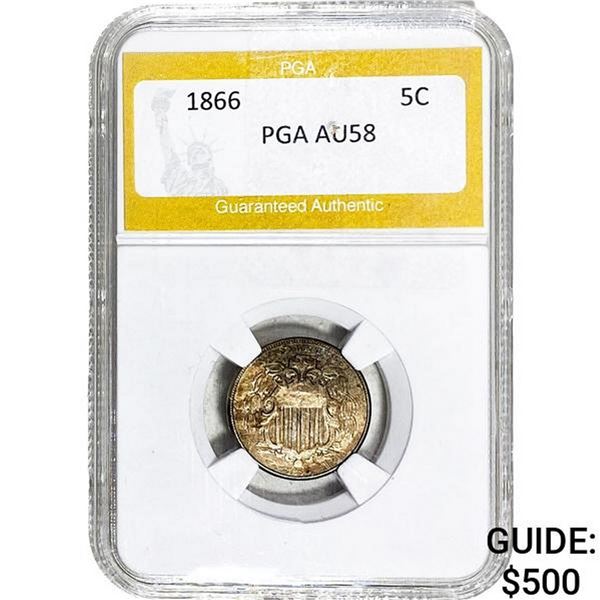 1866 Shield Nickel PGA AU58