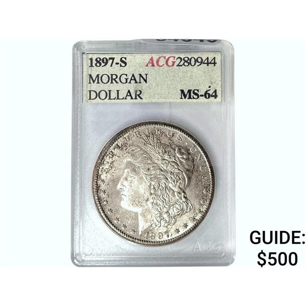 1897-S Morgan Silver Dollar ACG MS64