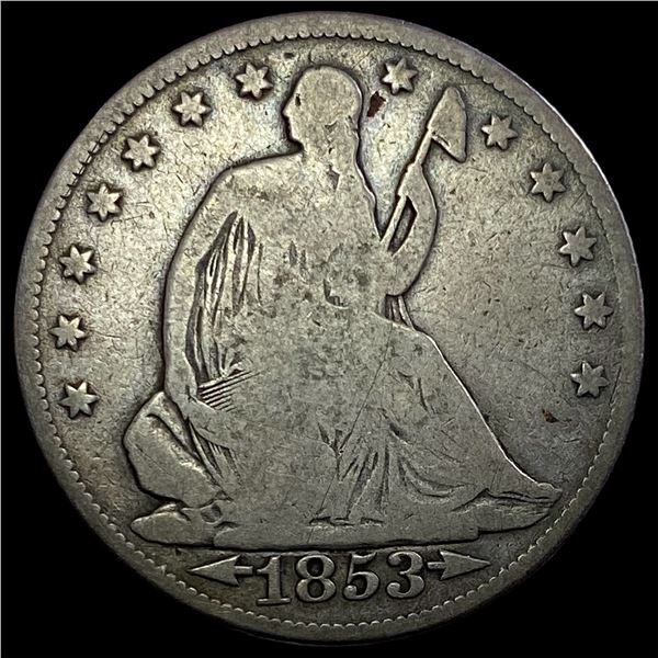 1853 Arrows/Rays Seated Liberty Half Dollar NICELY CIRCULATED