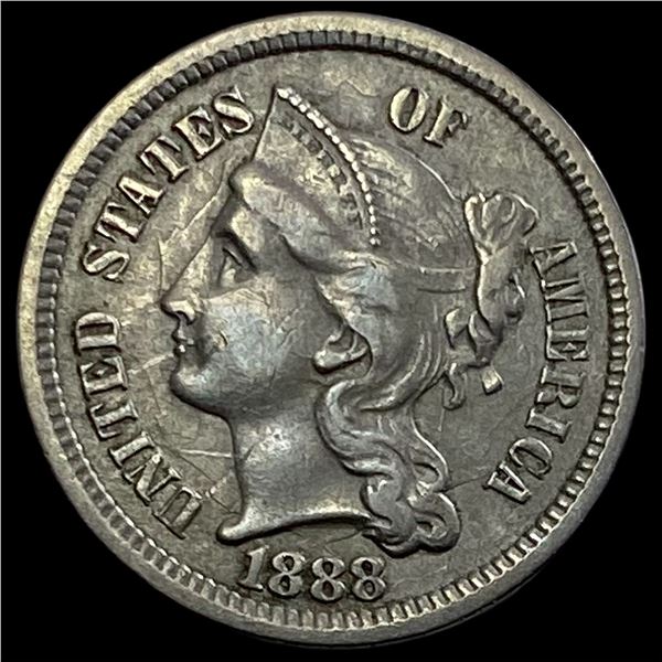 1888 Nickel Three-Cent Piece NEARLY UNCIRCULATED