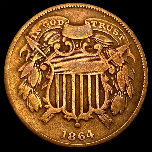 1864 Small Motto Two-Cent Piece LIGHTLY CIRC