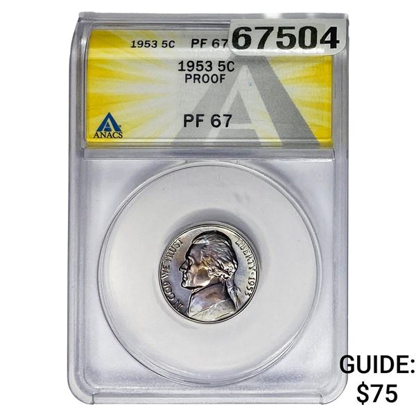 1953 Jefferson Nickel ANACS PF67 Proof