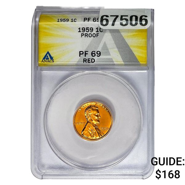 1959 Lincoln Memorial Cent ANACS PF69 Red