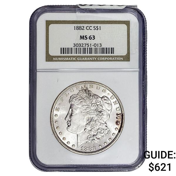 1882-CC Morgan Silver Dollar NGC MS63