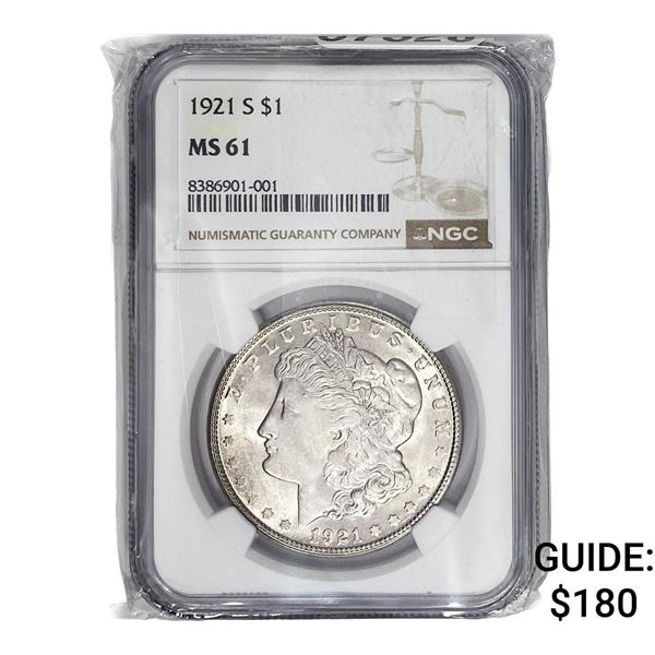 1921-S Morgan Silver Dollar NGC MS61