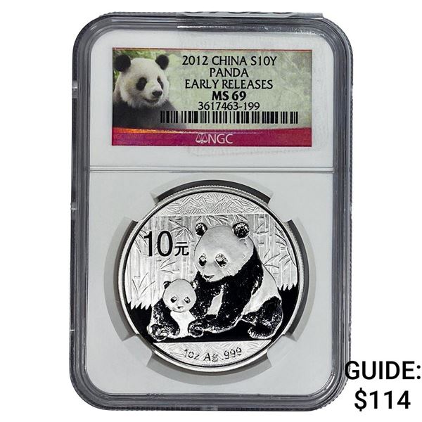 2012 China Silver 10 Yen Panda NGC MS69 Early Release