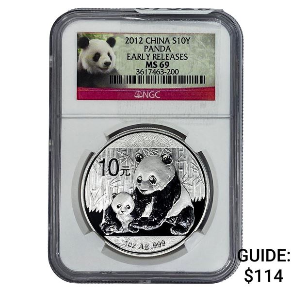 2012 China Silver 10 Yen Panda NGC MS69 Early Release