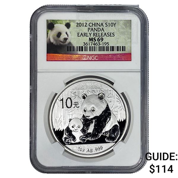 2012 China Silver 10 Yen Panda NGC MS69 Early Release