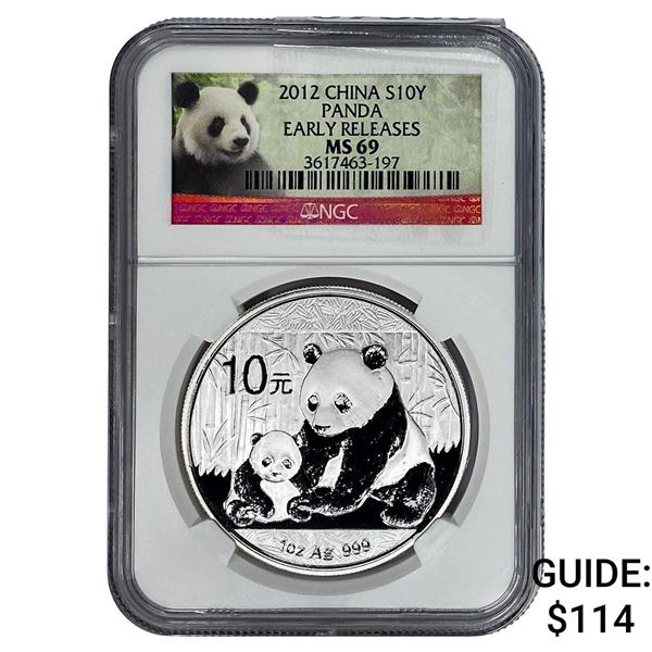 2012 China Silver 10 Yen Panda NGC MS69 Early Release