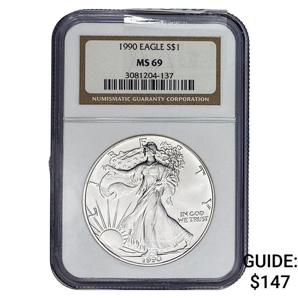 1990 American Silver Eagle NGC MS69